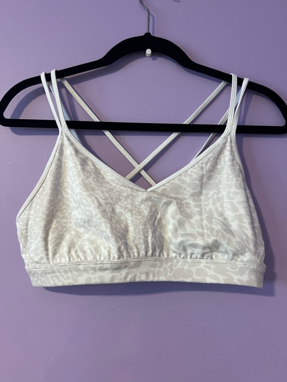 Old Navy Go Dry White Leopard Strappy Sports Bra